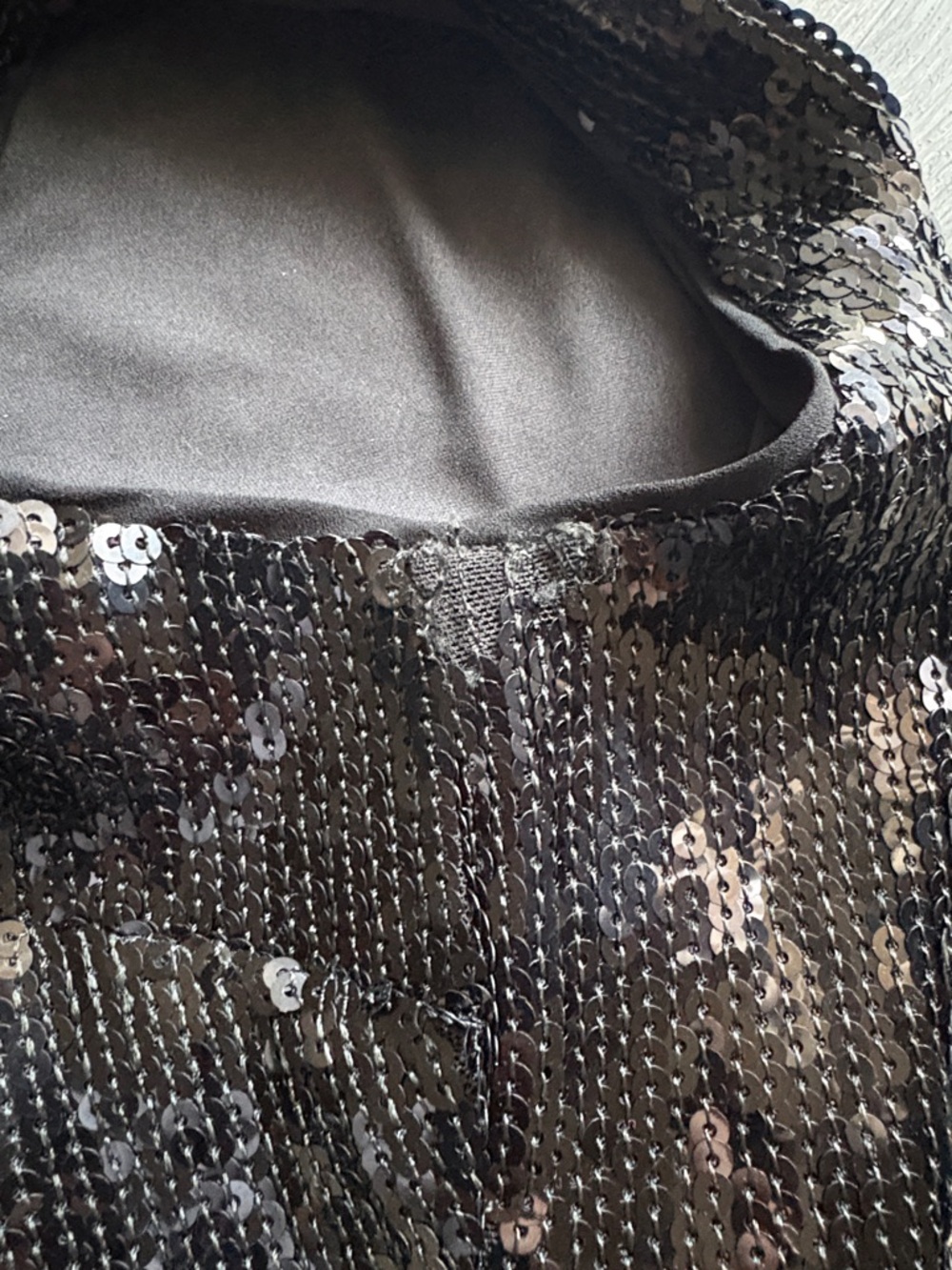 Vince Camuto Black Sequin Fringe top - Picture 6 of 8